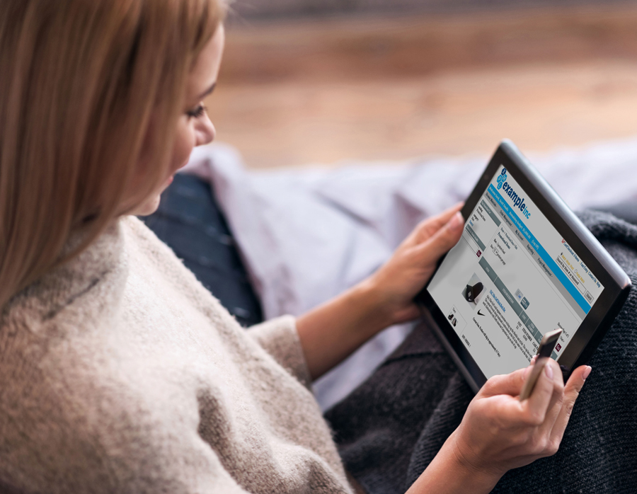 woman shopping on tablet