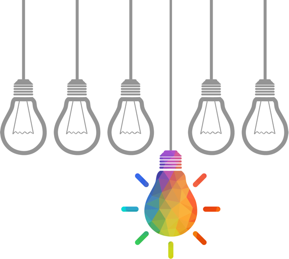 color light bulb illustration - design creativity