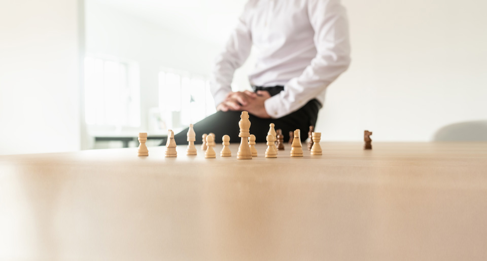 man with chess board - full