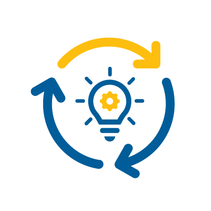 Implementation Icon - arrows circling light bulb